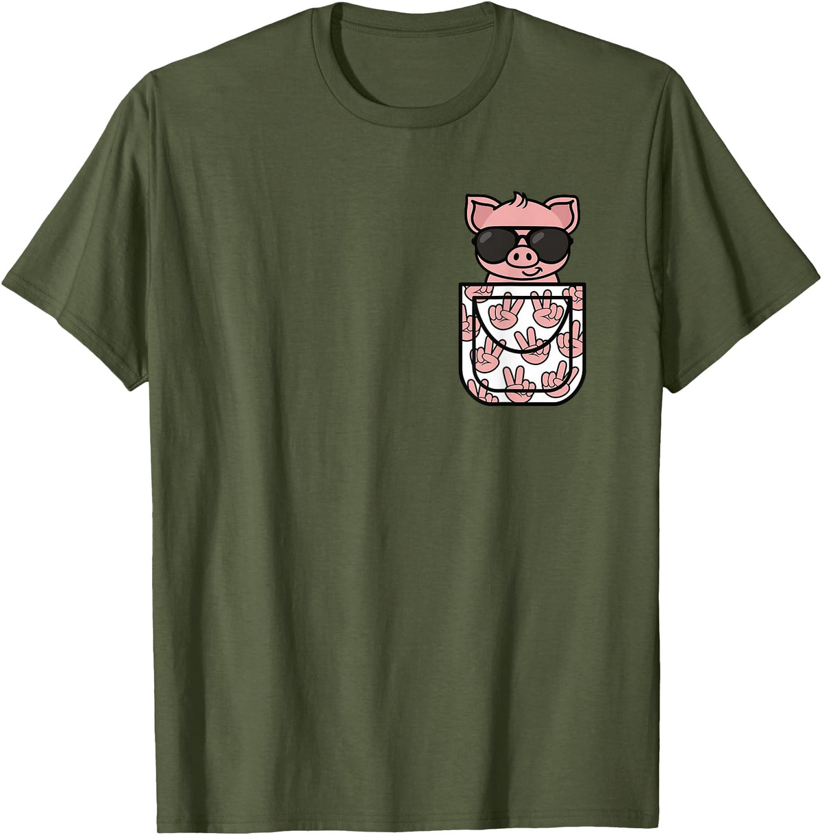 KATYLIN Funny Pig Pocket Pig Lover Men Women Boys Girls Kids T-Shirt - Olive Green