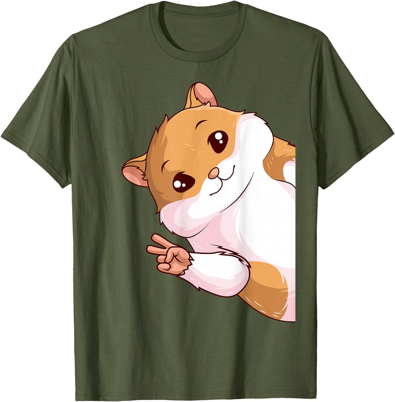 Hamster Children Girls Boys T-Shirt - Olive Green
