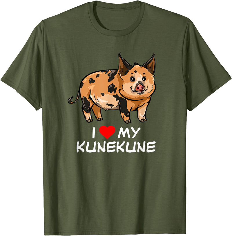 Angry Ant Graphics - Kunekune Pig Gifts I Love My Kunekune Pig T-Shirt - Olive Green