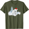 Happy Holiday Season Snow Gifts For Women Cute Christmas Polar Bear Red Santa Hat Lighted Tree Snow T-Shirt - Olive Green