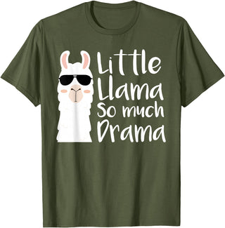 Mommy & Me Llama Co. Little Llama So much Drama Cool Kids Matching Family T-Shirt - Olive Green