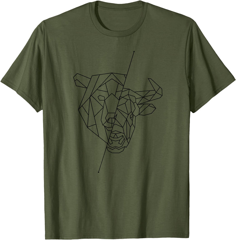 Trader Apparel Co. Bear / Bull Trading Trader Bitcoin Bull Market Investor T-Shirt - Olive Green