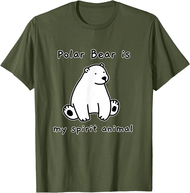 Polar Bear Shenanigans Cute Polar Bear is My Ghost Mascot Shirt Animal Mascot T-Shirt - Olive Green