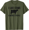 Funny Cow Lover Farmer Gifts Women Girls I Like Cows & Maybe 3 People Funny Quote Dairy Cow Graphic T-Shirt - Olive Green