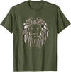 Teeshire Lion Head Tshirts Silver Lion Head Portrait Safari Animal Novelty Gift T-Shirt T-Shirt - Olive Green