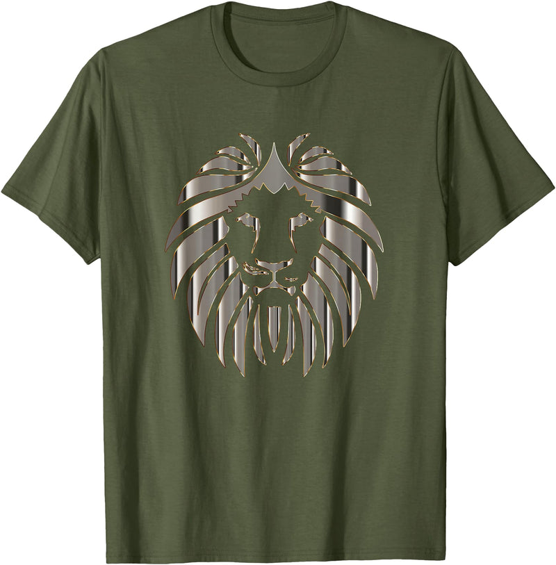 Teeshire Lion Head Tshirts Silver Lion Head Portrait Safari Animal Novelty Gift T-Shirt T-Shirt - Olive Green