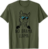 Pretees No Drama Llama Graphic Funny Llama T-Shirt - Women's Adult Unisex-Adults Grey Small Classic Fit Crew Neck Short Sleeve - Olive Green