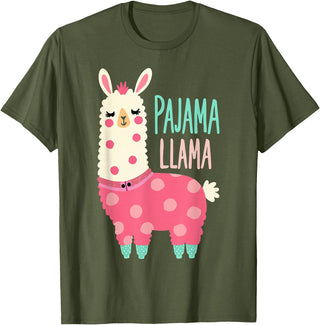 Two Suns Llama Design Lama Pajama T-Shirt - Olive Green