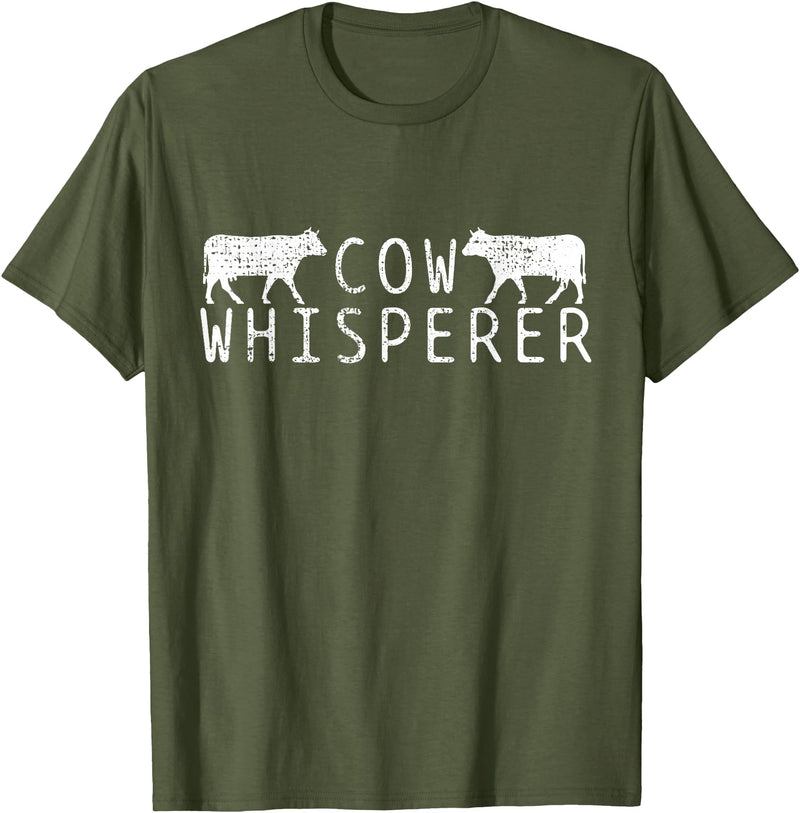 Farmers Farmer Cow Whisperer Vintage T-Shirt - Olive Green