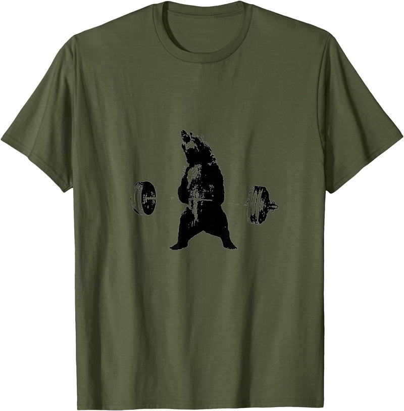 Lifting Motivation Bear Powerful Grizzly Bear Lifting Training T-Shirt T-Shirt - Olive Green