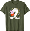 Peppa Pig It's My 7th Birthday Holiday Stars Celebration T-Shirt - Olive Green