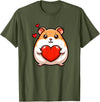 Cute Hamster Funny Valentines Heart Lover Men Women Kids T-Shirt - Olive Green