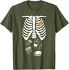 funny skeleton food print relax fit sweatshirt Skeleton Fast Food Halloween T-Shirt - Olive Green