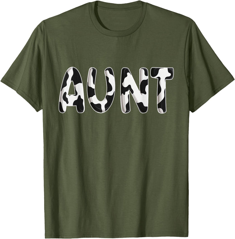 Cow Pattern Print Family Matching Birthday Shirts Cow Aunt Birthday Family Matching Mothers Day Boy Girl Farm T-Shirt -