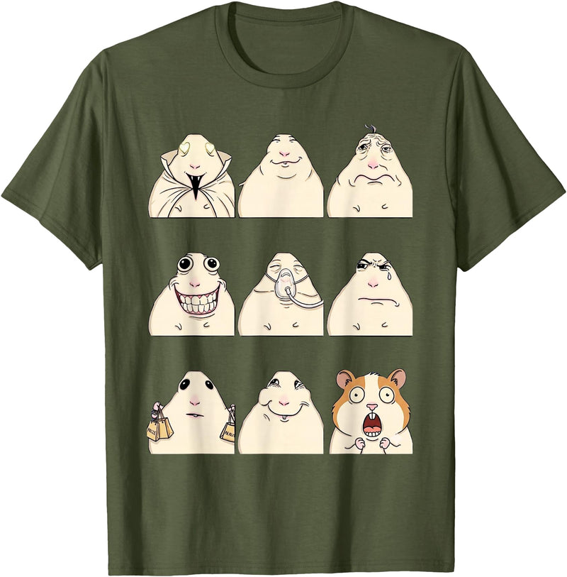 Hamster Reaction Meme Kids Boys Girls Men and Women T-Shirt - Olive Green