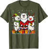 Christmas Polar Bear Santa Elf Reindeer Holiday Cute Christmas Polar Bears in Santa Elf and Reindeer Costume T-Shirt - Olive Green