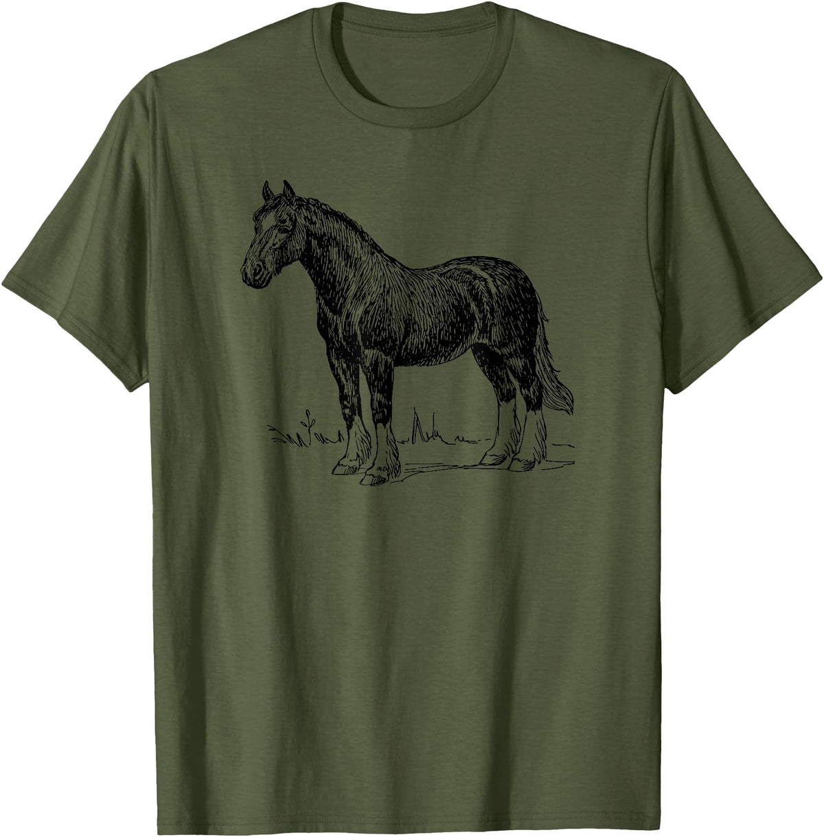 Horse Clydesdale Shirts Horse Clydesdale Workhorse Simple Graphic T-shirt T-Shirt - Olive Green
