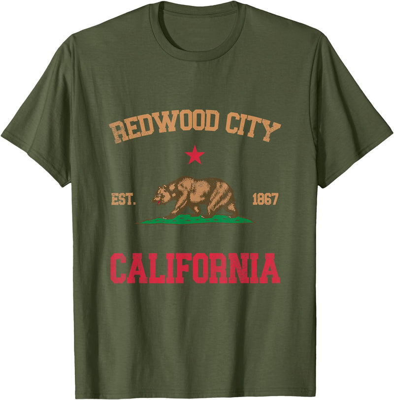 Redwood City California CA Designs Redwood City California T-Shirt - Olive Green