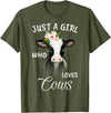 TeePrincess Funny Gift Watercolor Just A Girl Who Loves Cows T-Shirt - Olive Green