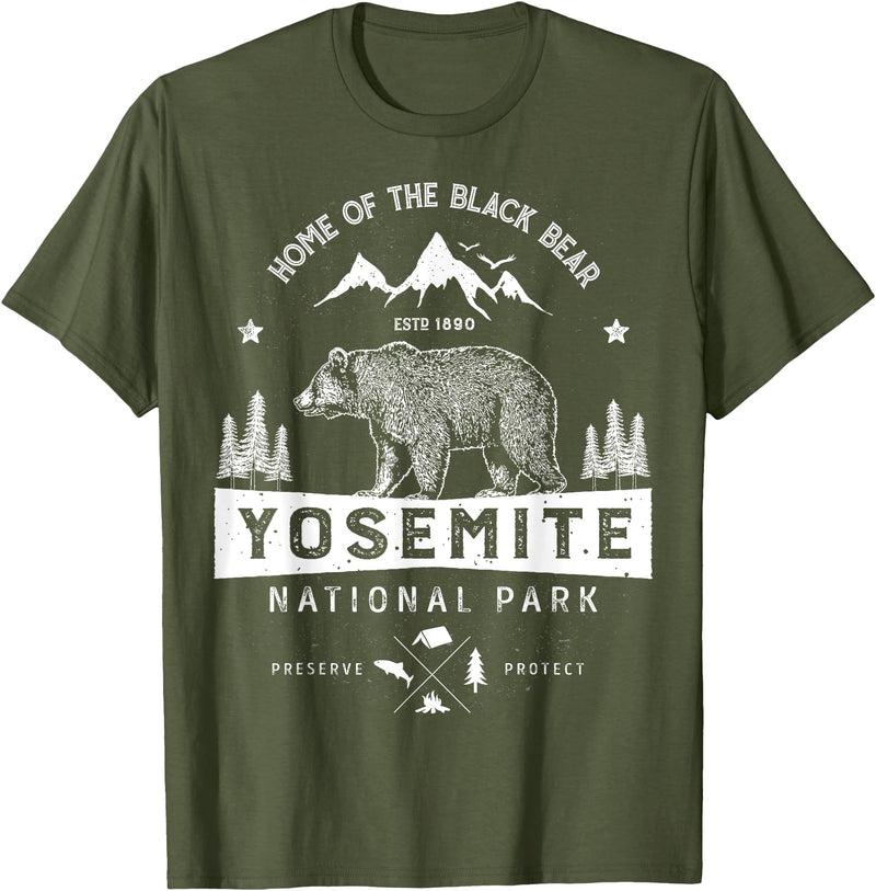 Lique National Park Yosemite National Park T shirt California Bear Vintage Gifts T-Shirt - Olive Green