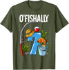 Fishing Theme Birthday Gifts O'fishally 7 Years Old 7th Birthday Fishing T-Shirt - Olive Green