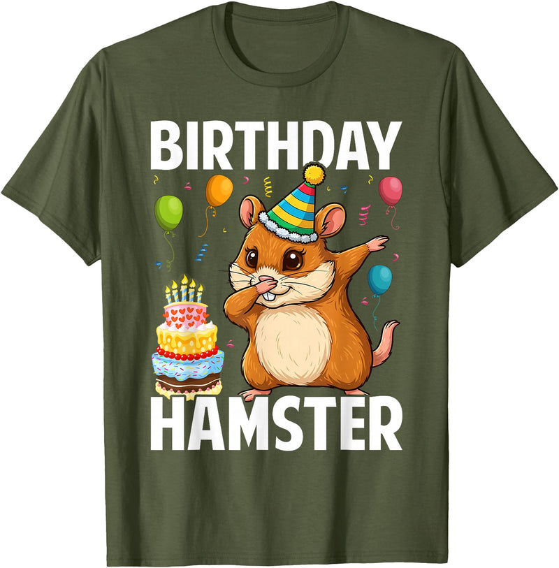 Birthday Hamster Cute Lover T-Shirt - Olive Green