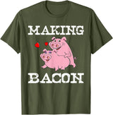 Funny Bacon Tee Gifts for Men Women Funny Pigs Making Bacon Tee Cute Pork Breakfast Tee Women T-Shirt - Olive Green