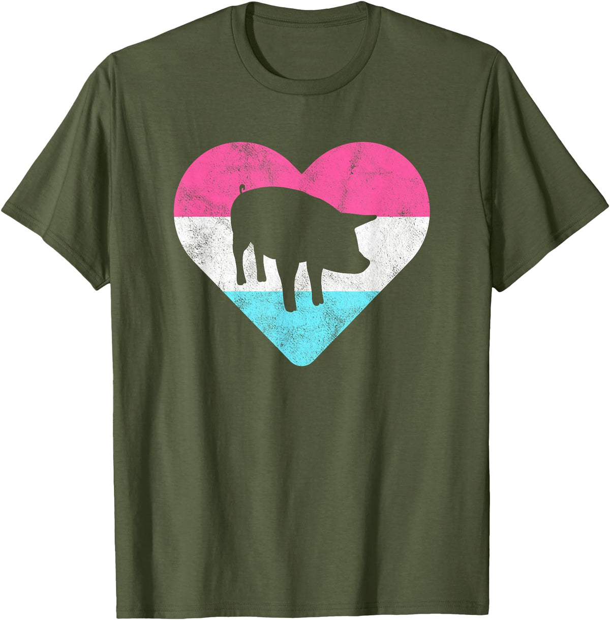 Retro Vintage Animal and Pet Gifts Retro Vintage Pig Gift for Women or Girls T-Shirt - Olive Green