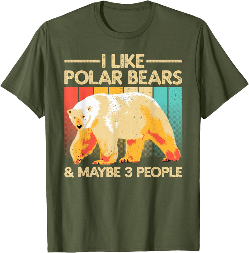 Polar Bear Gift Polar Bear Accessories & Stuff Cute Polar Bear Design For Men Women Kids Polar Bear Lover T-Shirt - Olive Green