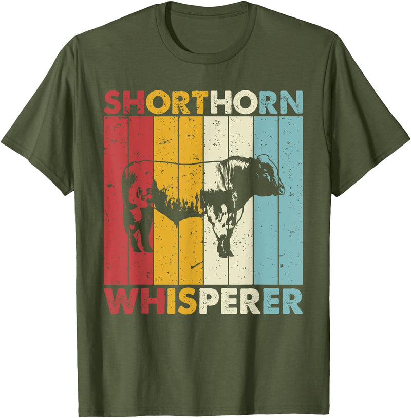 Shorthorn Gift for Men, Women & Kids Cattle Dad Mom Cow Whisperer - Farmer Breeder Shorthorn T-Shirt - Olive Green
