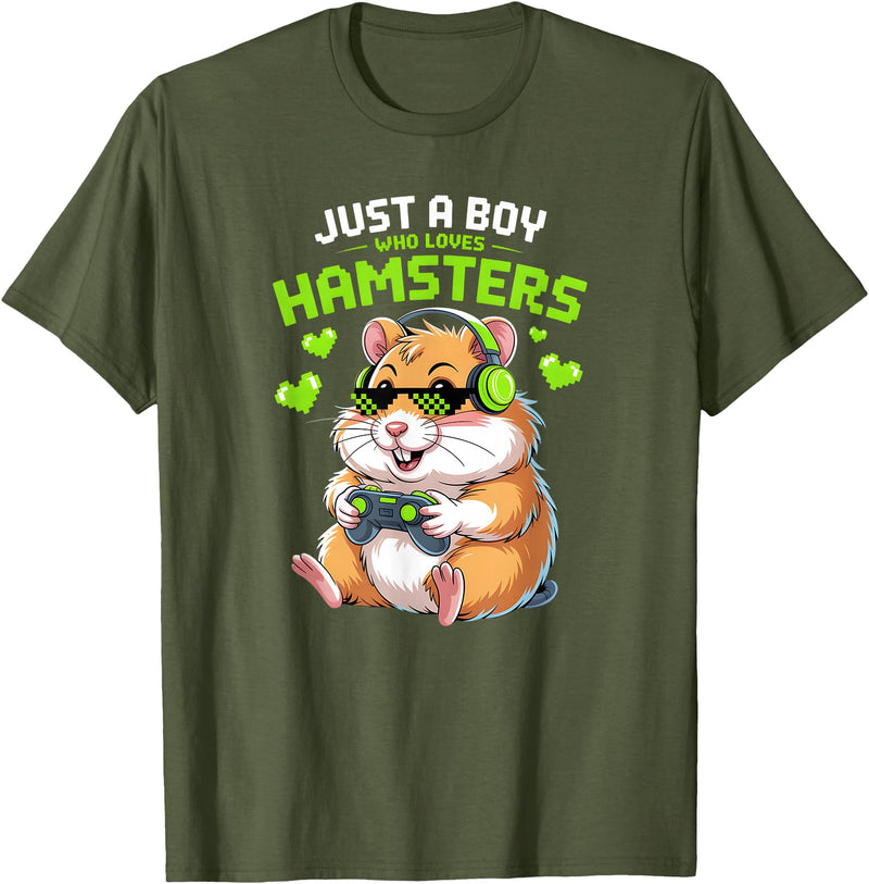 Boys Hamster T-Shirt - Olive Green