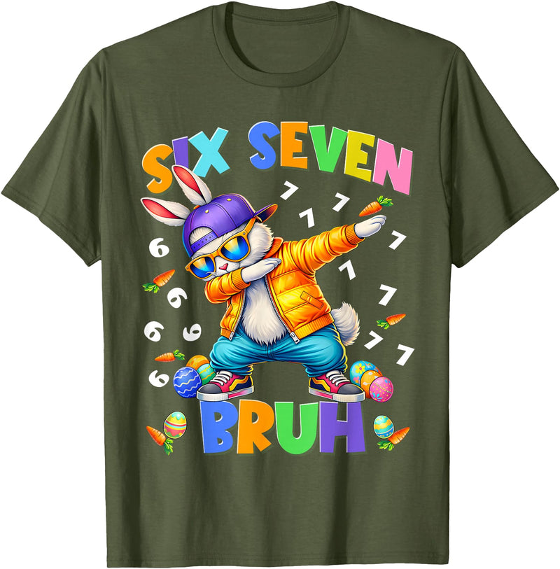 Bruh Happy Easter Bunny Dabbing Rabbit Men Boy Kid T-Shirt in Olive Green