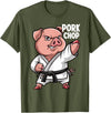Pig Lover Gift Co. Pig Karate Pork Chop Funny Hog Swine Pun Men Boys Kids Women T-Shirt - Olive Green