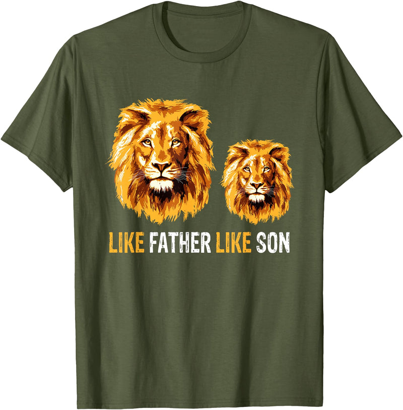 Like Dad Like Son Daddy Lion Fathers Day Ideas Lion Dad Like Father Like Son Lions Lovers Fathers Day T-Shirt - Olive Green