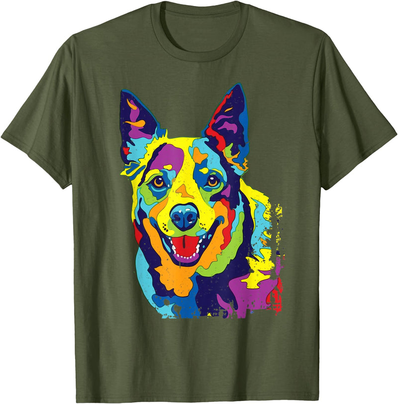 Funny Dog Lover Shirts Cattle Dog Shirt Funny Australian Cattle Dog Pop-Art Shirt T-Shirt - Olive Green