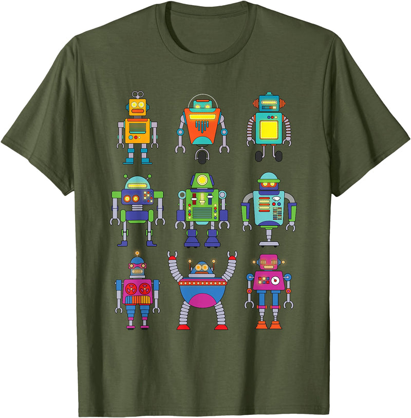 Best Robotics Gift Robot Lover Accessories & Stuff Robot Art for Boys Kids Toddler Science Robotics Engineer T-Shirt - Olive