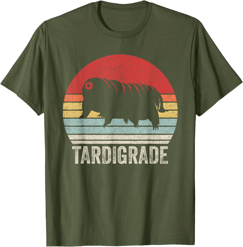 Catch Some Rays Vintage Retro Tardigrade Microbiology Water Bear T-Shirt - Olive Green
