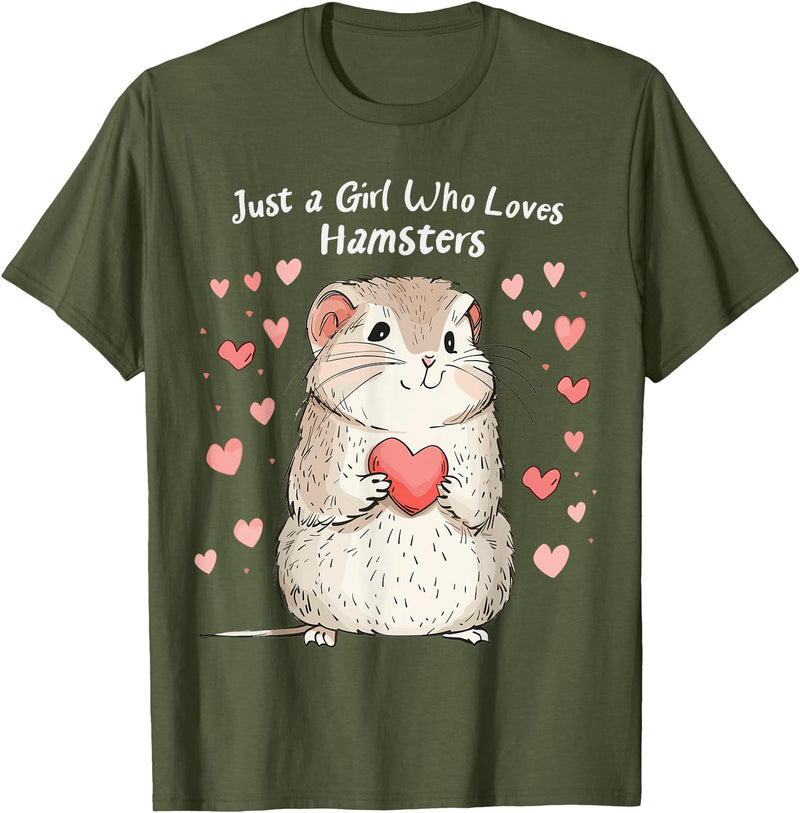 Cute Hamster Lovers Gift This Girl Loves Her Hamster T-Shirt - Olive Green
