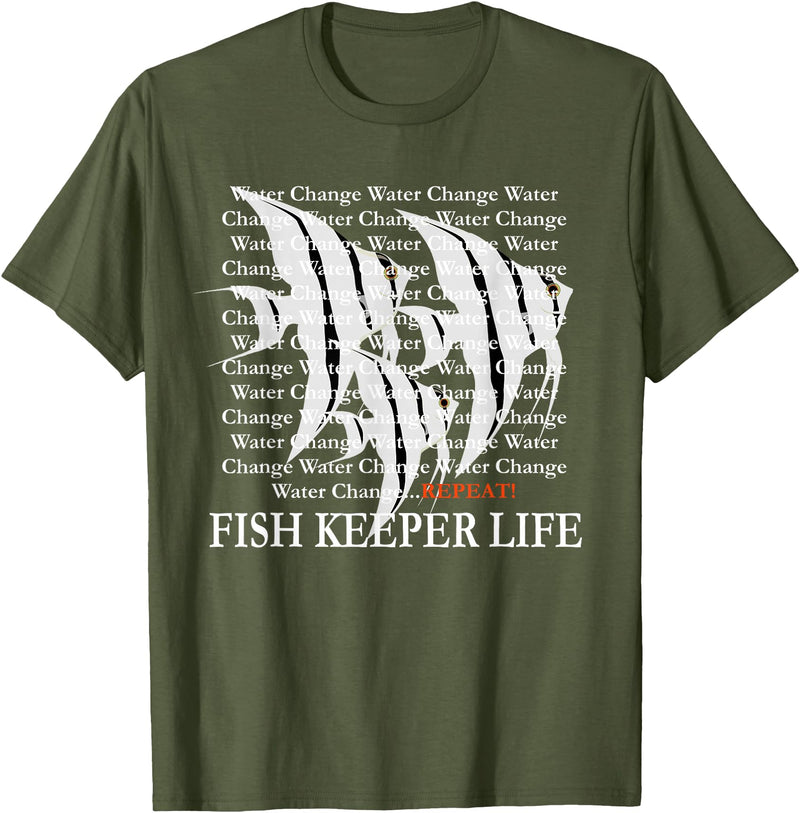 Pinoy Angelfish, Fish Keeping Hobby Aquarist Gifts Water Change Repeat Fish Keeper Life, Tropical Angelfish T-Shirt - Olive Green