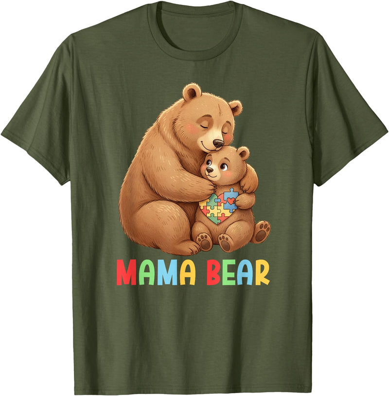 Autism Awareness Month For Autism Warrior Mother Mama Bear Proud Autism Mom Autism Awareness for Mom T-Shirt - Olive Green