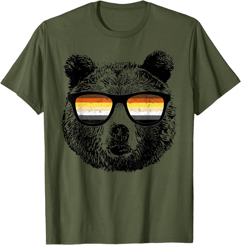 Equal Rights Gay Bear Sânpebe Designs Gay Bear with Sunglasses T-Shirt - Olive Green