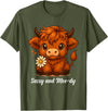 Sassy Moo-dy Cute Highland Cow Tees Sassy and Moo-dy Highland Cow Funny Farm Animal Art T-Shirt - Olive Green