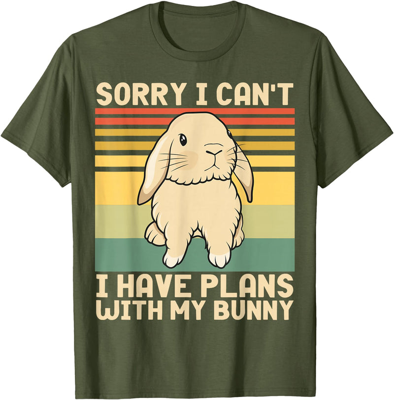 Funny Easter Rabbit Sorry I Can't I Have Plans with My Bunny T-Shirt in Olive Green
