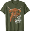 Scottish Highland Cow Lovers men woman kids Highland Cow Just A Little Moody Flower Cattle Hairy Cow T-Shirt - Olive Green