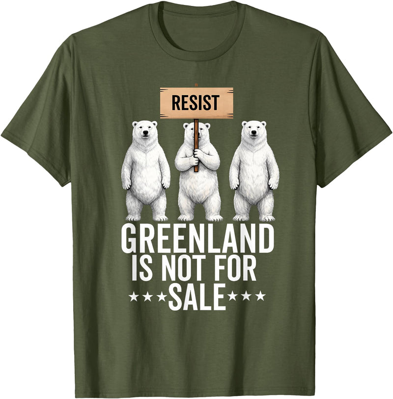 Greenland is not for sale Merch Greenland is not for Sale Polar Bear Greenland Denmark T-Shirt - Olive Green