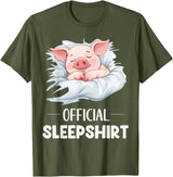 Cute Sleeping Pig Nightgown Sleepwear Pajama Official Sleepshirt Cute Sleeping Pig Animal Lovers Pajama T-Shirt - Olive Green
