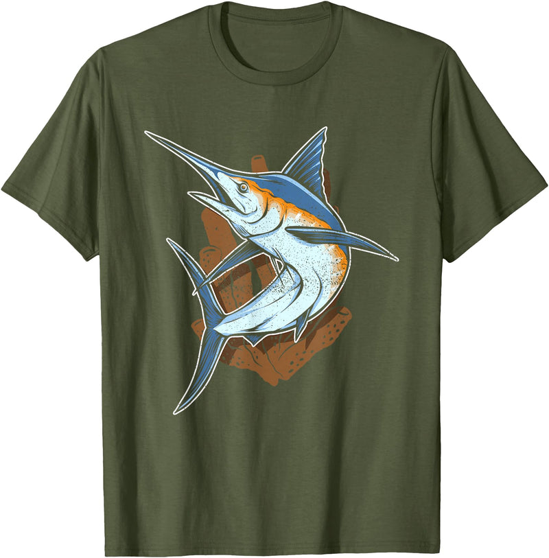 Fish Species Collection Gift Idea Fischerart Biology Swordfish Fish T-Shirt - Olive Green