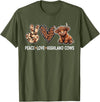 Highland Cow shirts for Girls Women Kids Peace Love Highland Cows Funny Beef Farmer Farm Cow Lover T-Shirt - Olive Green
