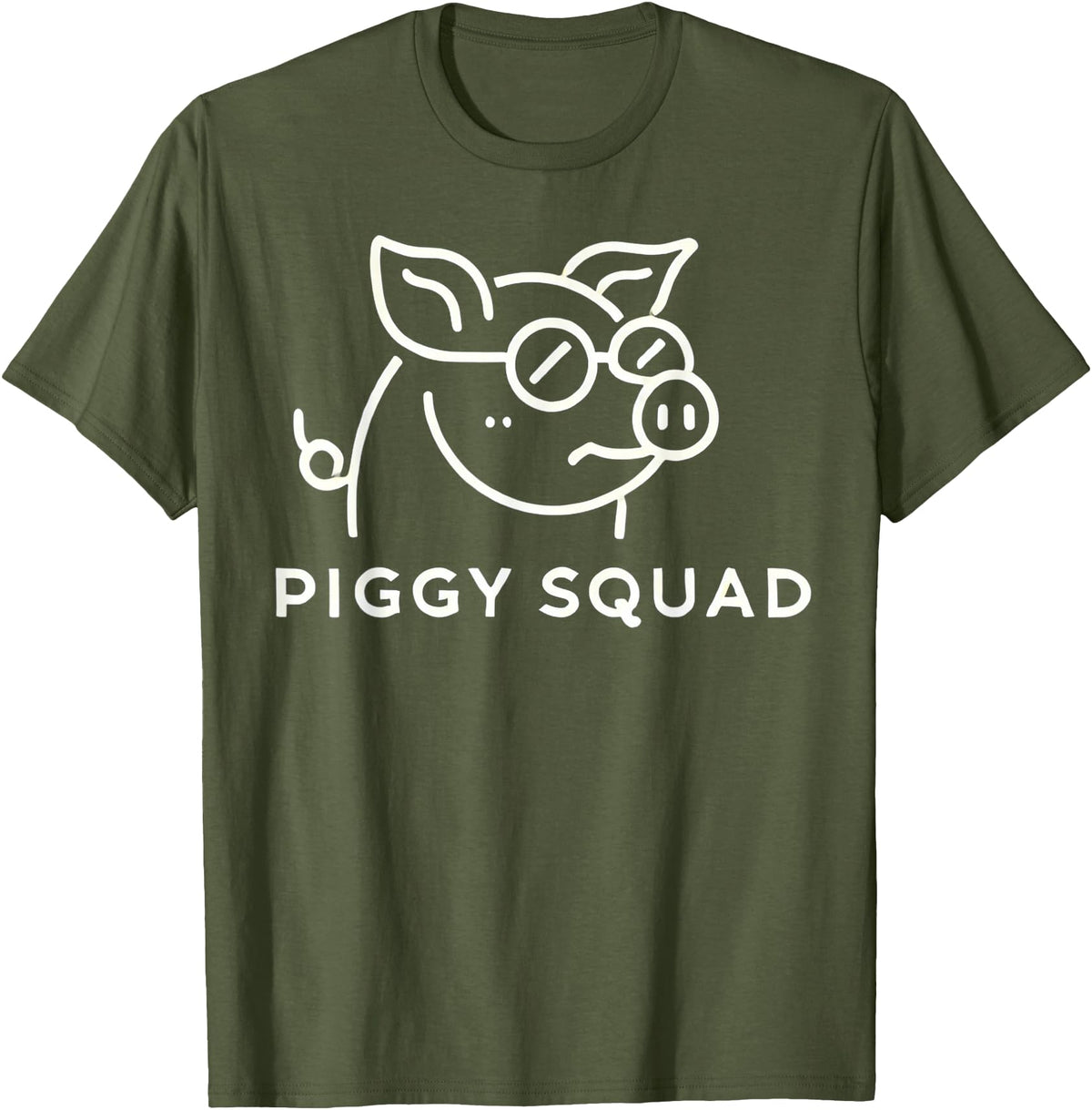 Pig Farm Style Gifts BY TEERA Piggy Squad Cute Pig Design for Animal Lovers T-Shirt - Olive Green