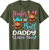 Reveal Party Highland Cow Bull or Heifer Daddy Loves You Highland Cow Lover T-Shirt - Olive Green
